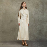 Famecoco Asymmetrical Tie-Waist Midi Dress