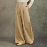 Famecoco 100% Cotton Wide-Leg Corduroy Pants