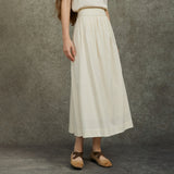 Famecoco Cotton‑Blend Embroidered A‑Line Midi Skirt