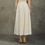 Famecoco Cotton‑Blend Embroidered A‑Line Midi Skirt
