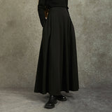 Famecoco Pleated Maxi Skirt with High Waist