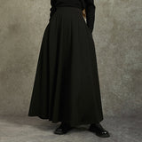 Famecoco Pleated Maxi Skirt with High Waist