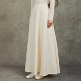 Famecoco Pleated Maxi Skirt with High Waist