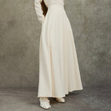 Famecoco Pleated Maxi Skirt with High Waist