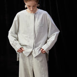 Famecoco Modern Cotton Shirt with Beaded Pocket