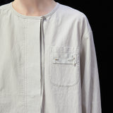 Famecoco Modern Cotton Shirt with Beaded Pocket