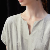 Famecoco Elegant Tencel Cotton Midi Dress
