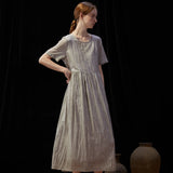 Famecoco Vintage Silk-Cotton Blend Midi Dress