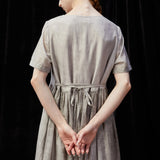 Famecoco Vintage Silk-Cotton Blend Midi Dress