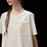 Famecoco Silk-Blend Embroidered Pocket T-Shirt