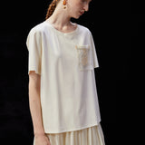 Famecoco Silk-Blend Embroidered Pocket T-Shirt