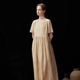 Famecoco Vintage Silk-Cotton Blend Midi Dress