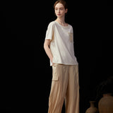 Famecoco Relaxed Textured Wide Leg Pants