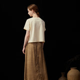 Famecoco Washed Lyocell A-Line Midi Skirt