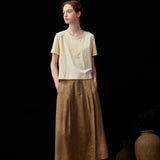 Famecoco Washed Lyocell A-Line Midi Skirt