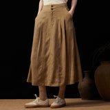 Famecoco Washed Lyocell A-Line Midi Skirt