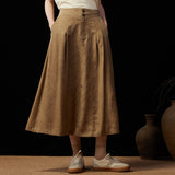 Famecoco Washed Lyocell A-Line Midi Skirt