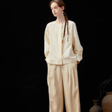 Famecoco Lyocell-Linen Blend High-Waisted Straight-Leg Pants