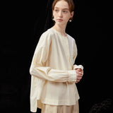Famecoco Modern Cotton Shirt with Beaded Pocket