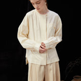 Famecoco Modern Cotton Shirt with Beaded Pocket