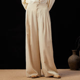 Famecoco Lyocell-Linen Blend High-Waisted Straight-Leg Pants