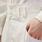 Famecoco Double Button High-Waist Wide-Leg Pants