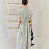 Famecoco Elegant Tencel Cotton Midi Dress