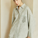 Famecoco Textured Jacquard Cotton Blend Shirt