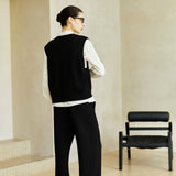 Famecoco Textured Wool Blend V‑Neck Vest
