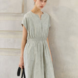 Famecoco Elegant Tencel Cotton Midi Dress