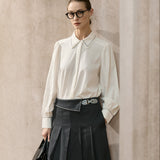 Famecoco Classic Embroidered Lantern Sleeve Blouse