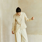 Famecoco Cotton‑Stretch Asymmetric Shirt