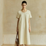 Famecoco Minimalist Stretch Cotton Midi Dress