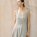 Famecoco Jacquard Silk-Lyocell  Midi Dress