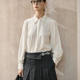 Famecoco Classic Embroidered Lantern Sleeve Blouse