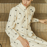 Famecoco Textured Embroidered Cotton Midi Dress