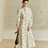 Famecoco Textured Embroidered Cotton Midi Dress