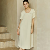 Famecoco Minimalist Stretch Cotton Midi Dress