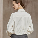 Famecoco Classic Embroidered Lantern Sleeve Blouse