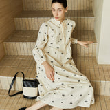 Famecoco Textured Embroidered Cotton Midi Dress
