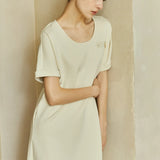 Famecoco Minimalist Stretch Cotton Midi Dress