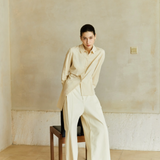 Famecoco Cotton‑Stretch Asymmetric Shirt