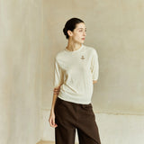 Famecoco Embroidered Short-Sleeve Knit Top