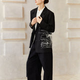 Famecoco Signature Embroidered Black Blazer