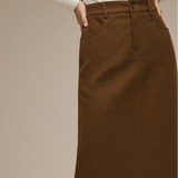 Famecoco 100% Cotton High-Waist Straight Skirt