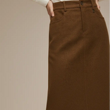 Famecoco 100% Cotton High-Waist Straight Skirt
