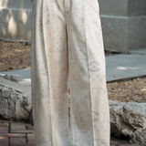 Famecoco Printed Cotton Lyocell Wide Leg Pants