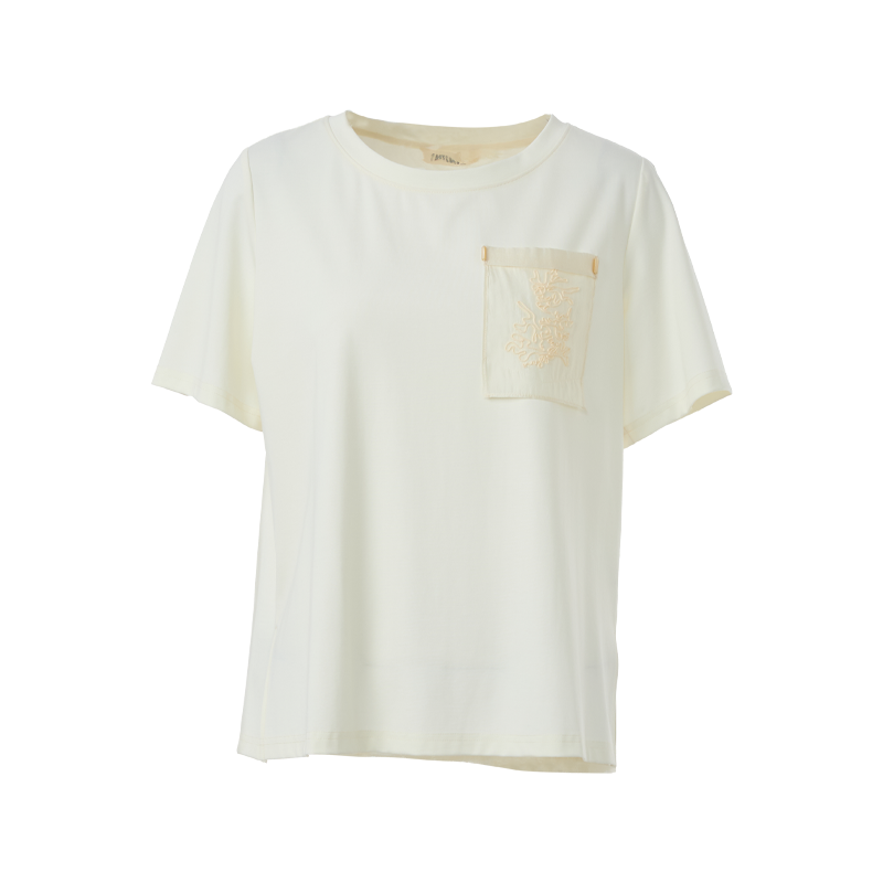 Famecoco Silk-Blend Embroidered Pocket T-Shirt