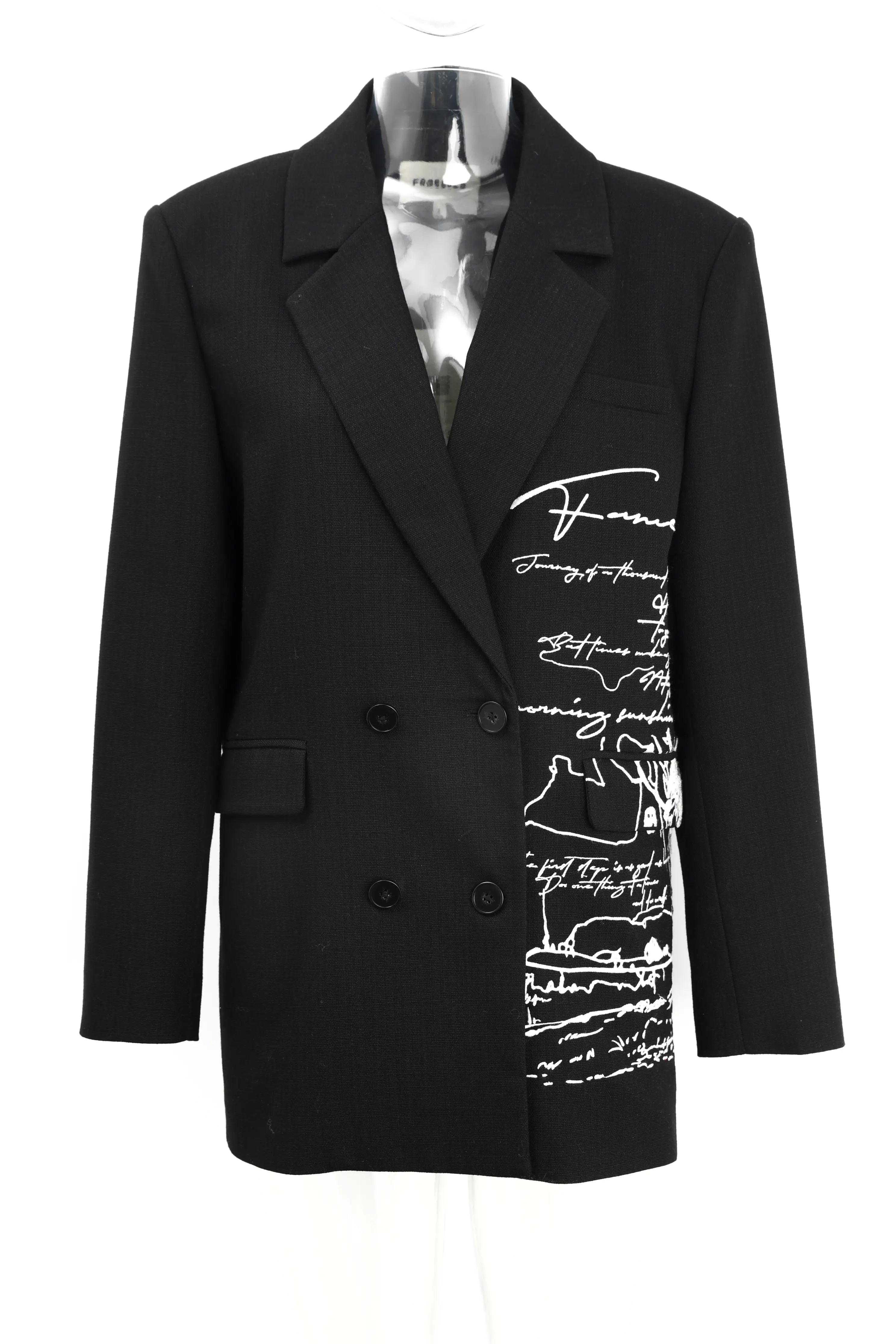 Famecoco Signature Embroidered Black Blazer