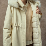 Famecoco Stylish Long Parka Coat with Detachable Fur Hood
